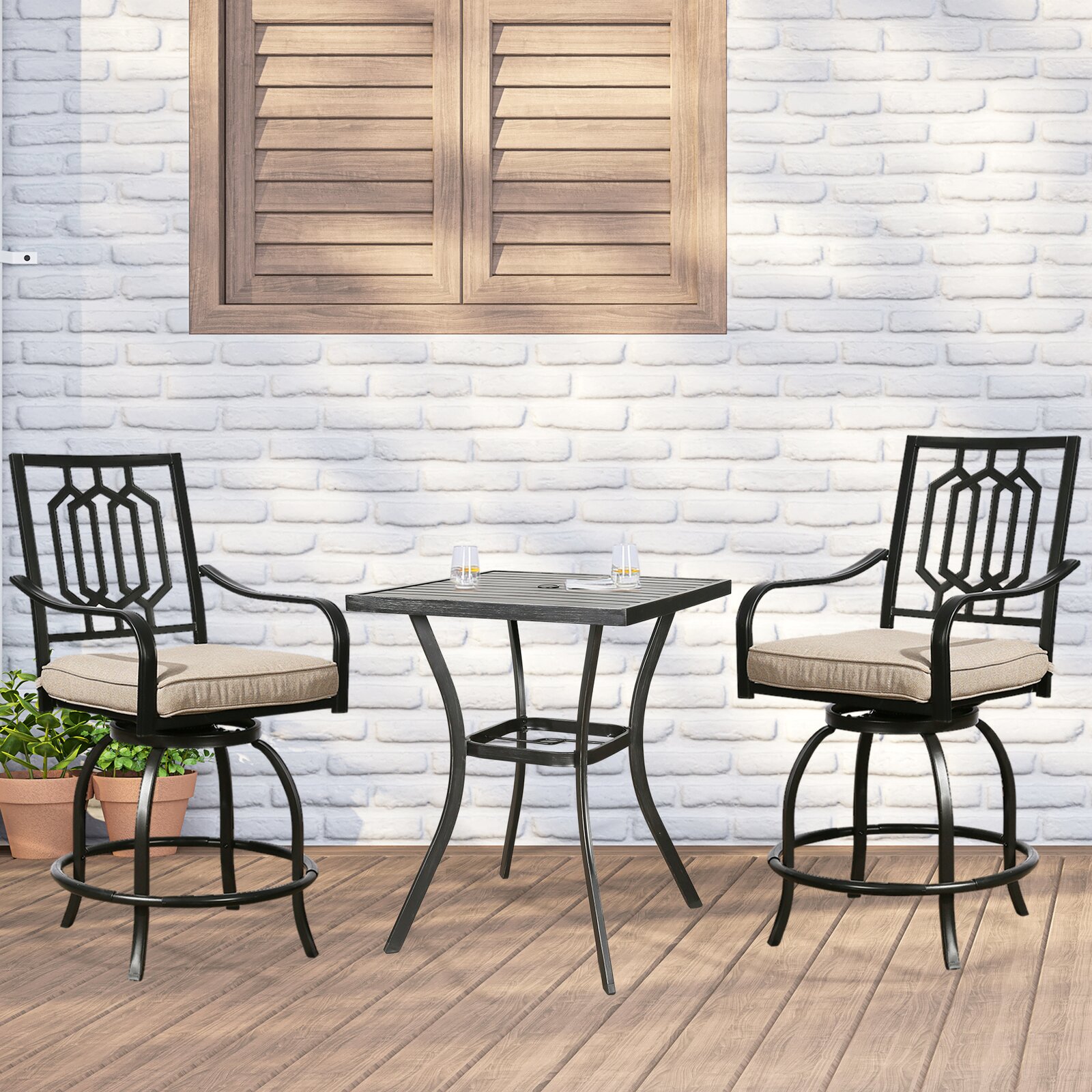 Lark Manor Adre Square 2 - Person Outdoor Dining Set with Cushions & Reviews